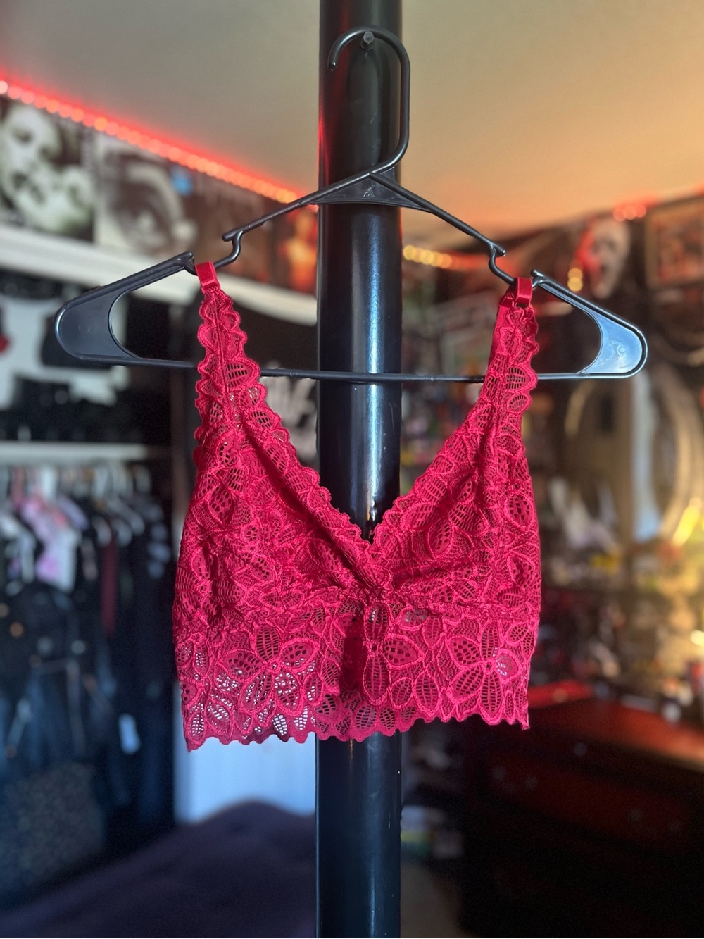 Red Flower Lace Bralette (Never Been Worn)
